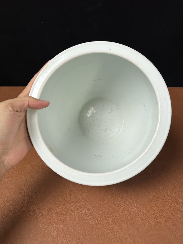 清康熙 青花釉里红鱼藻纹卷缸 - 图12