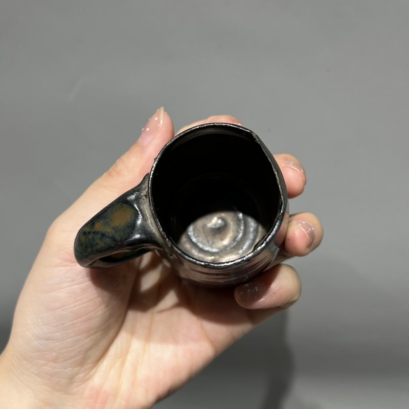 明代 黑釉把杯一对 - 图7