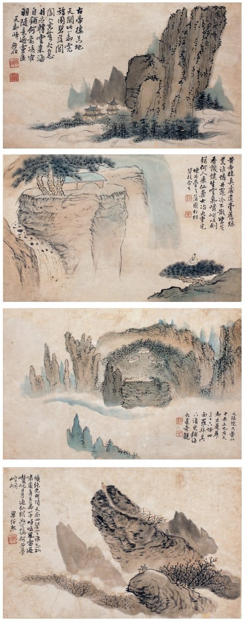 梁绍熙 黄山胜景 册页