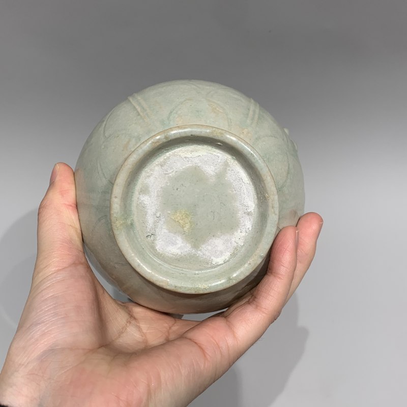 明代 青釉刻花温酒壶、盏、托一套 - 图9