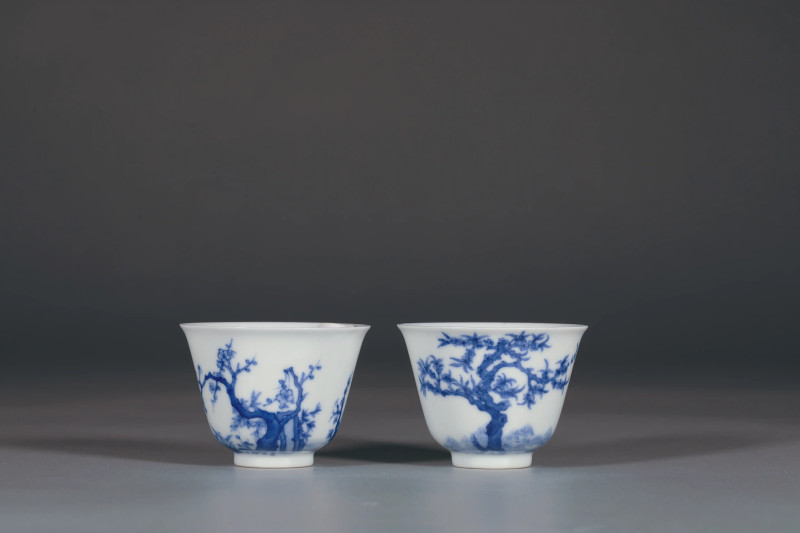 清康熙 青花花神杯