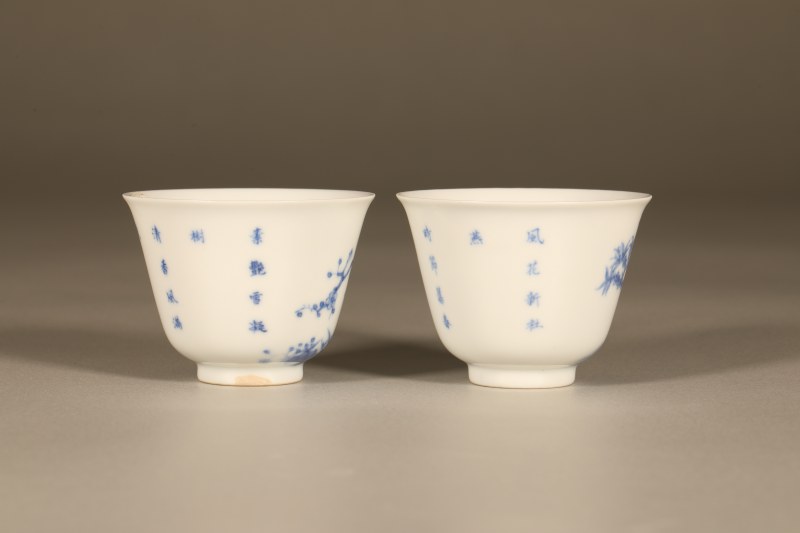 清康熙 青花花神杯 - 图2