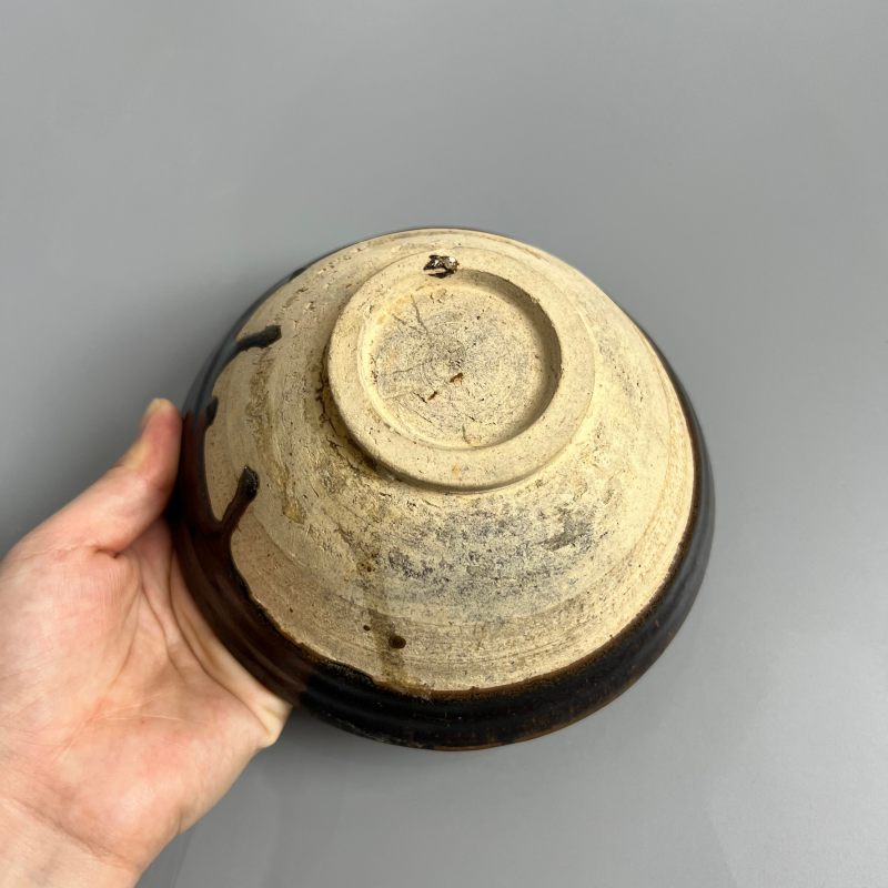 明代 黑釉柳条红斑碗 - 图10