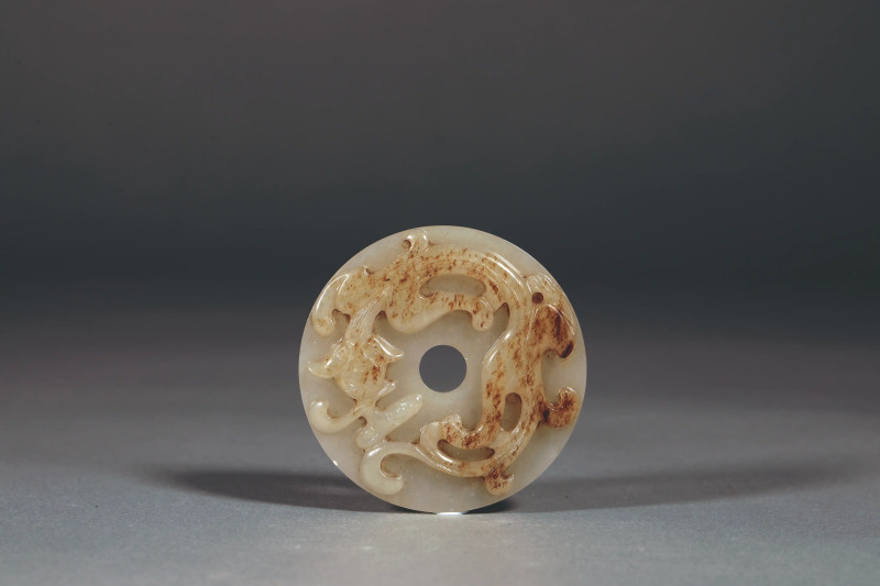 清 白玉雕龙玉璧