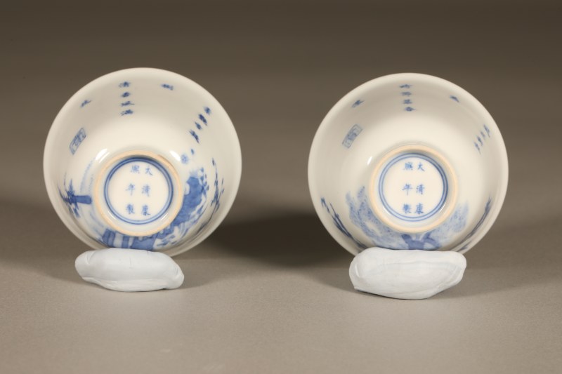 清康熙 青花花神杯 - 图3