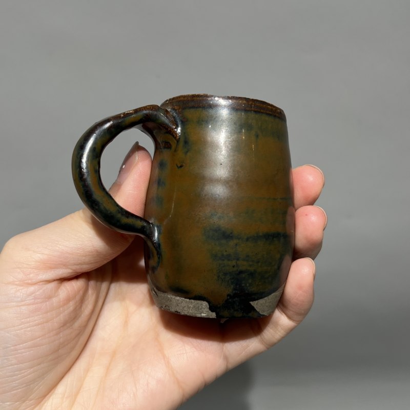 明代 黑釉把杯一对 - 图10