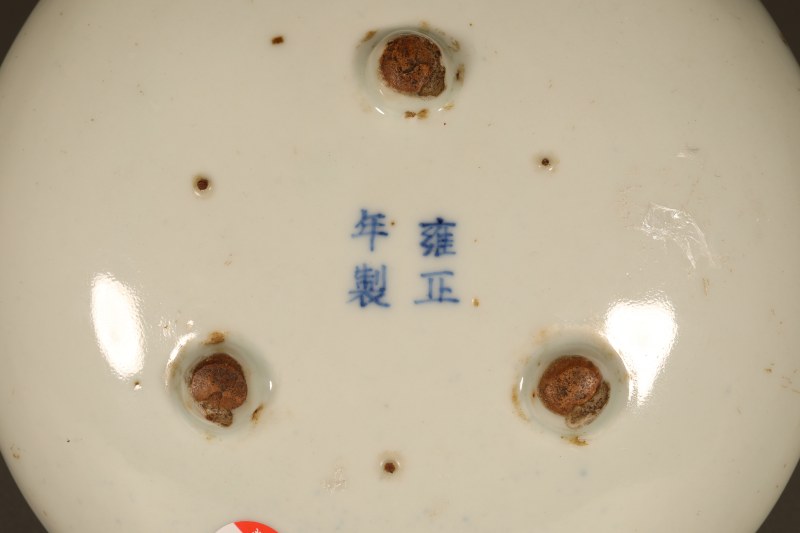 清中期 青花寿星三足洗 - 图6
