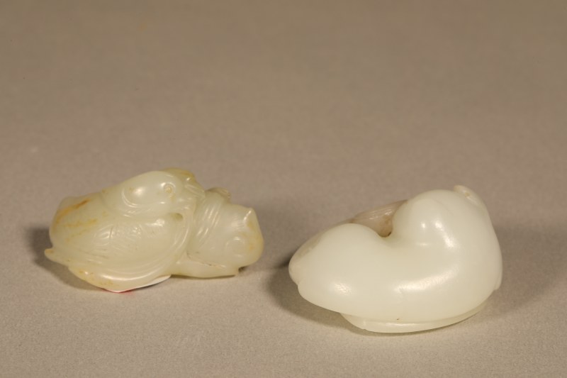 清 白玉鸳鸯、瑞兽挂件 - 图2