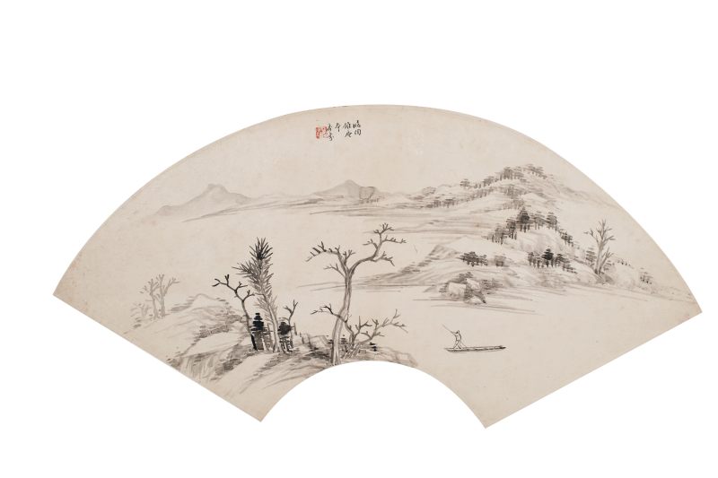 吴杏芬 山水 扇面 - 图1
