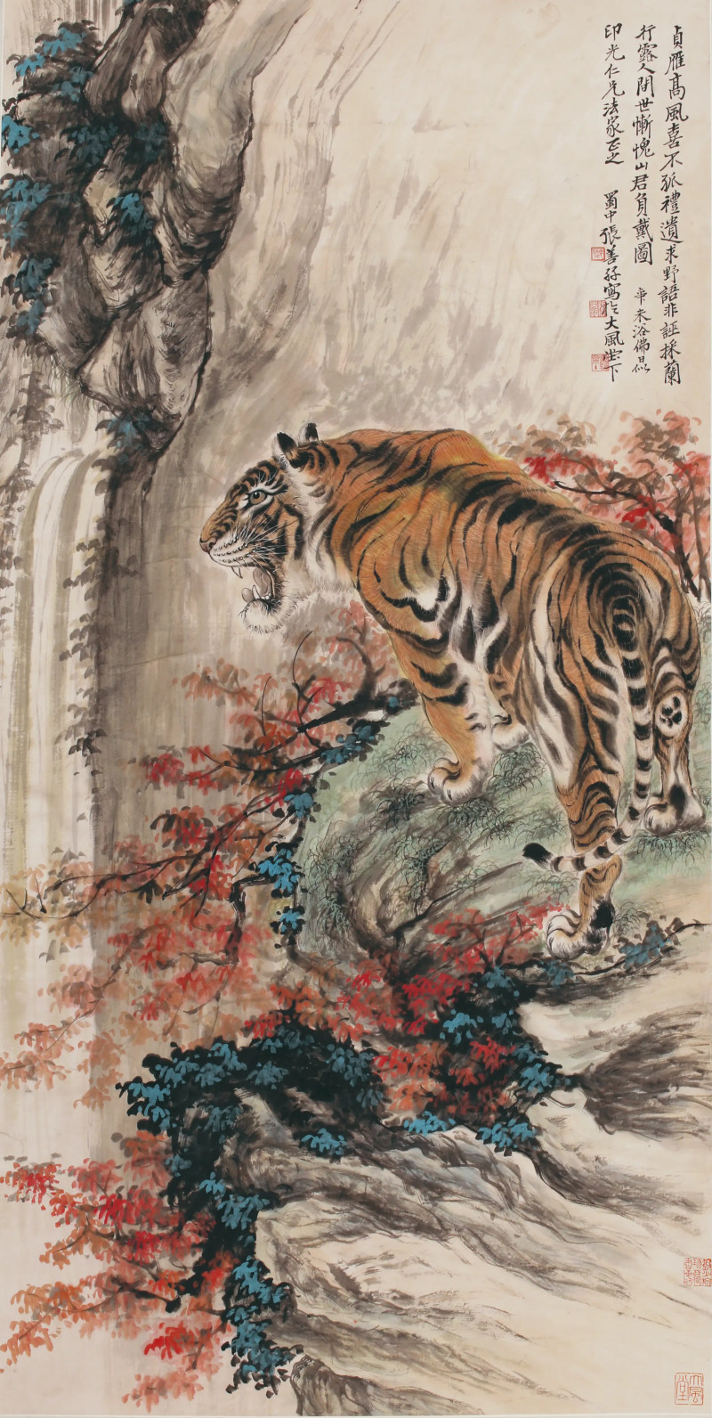 张善孖 红叶虎啸