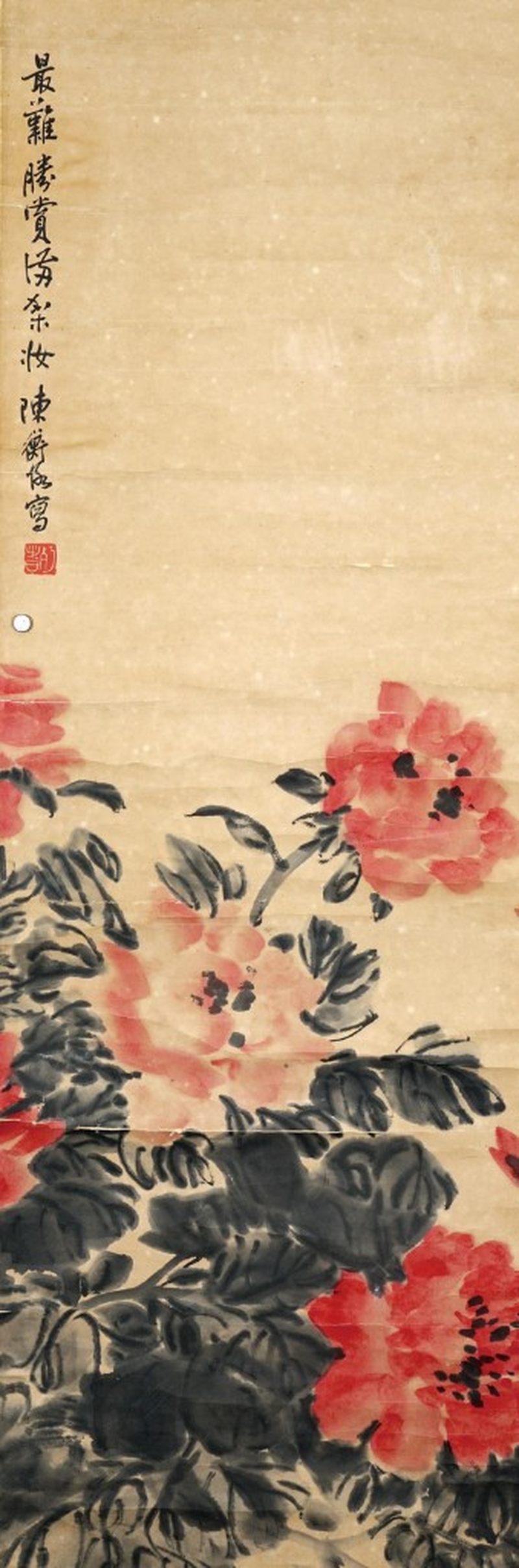    陳師曾 富貴牡丹（軸頭帶舊標）