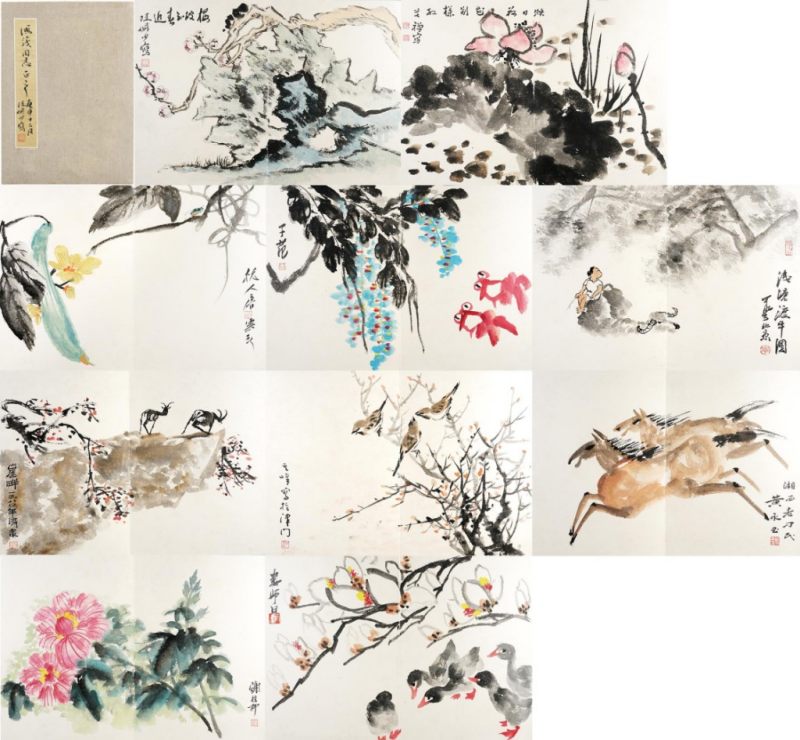    陸儼少丶李芳禪丶唐雲丶崔子范丶李可染丶方濟眾丶孫其峰丶黃永玉丶謝稚柳丶婁師伯  花鳥十幀 - 图1