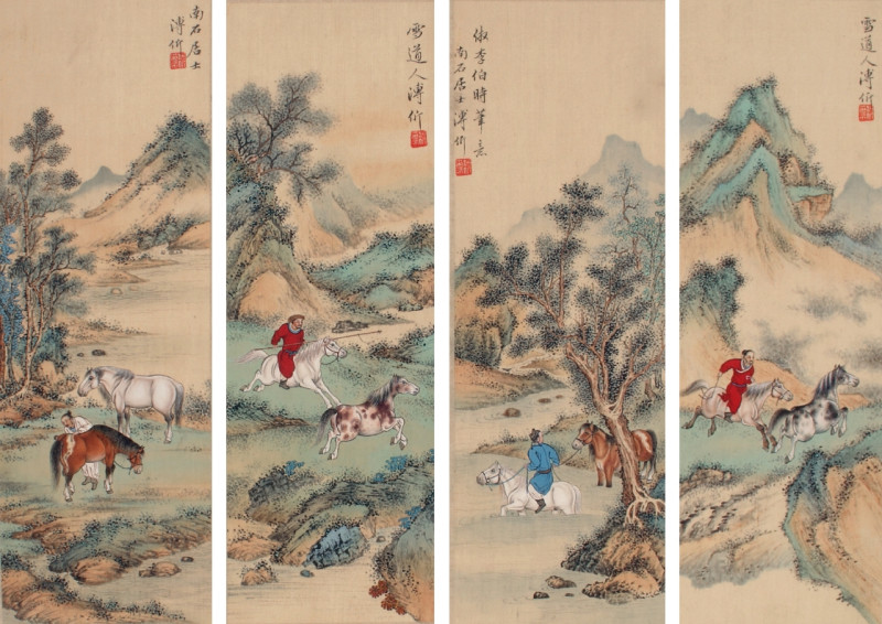 溥伒 牧马图