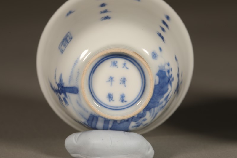 清康熙 青花花神杯 - 图5