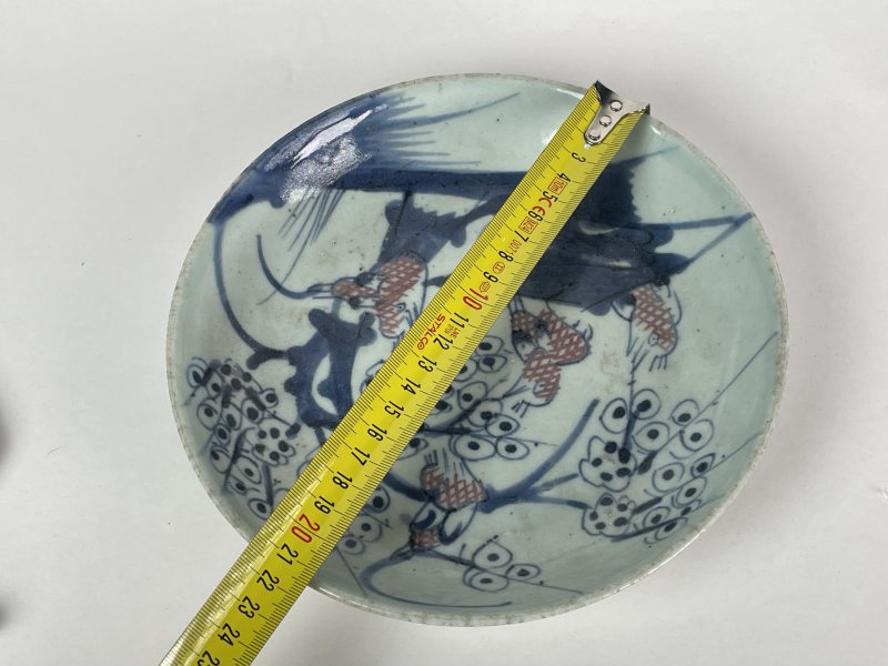 清中 青花釉里红花鸟盘 - 图8