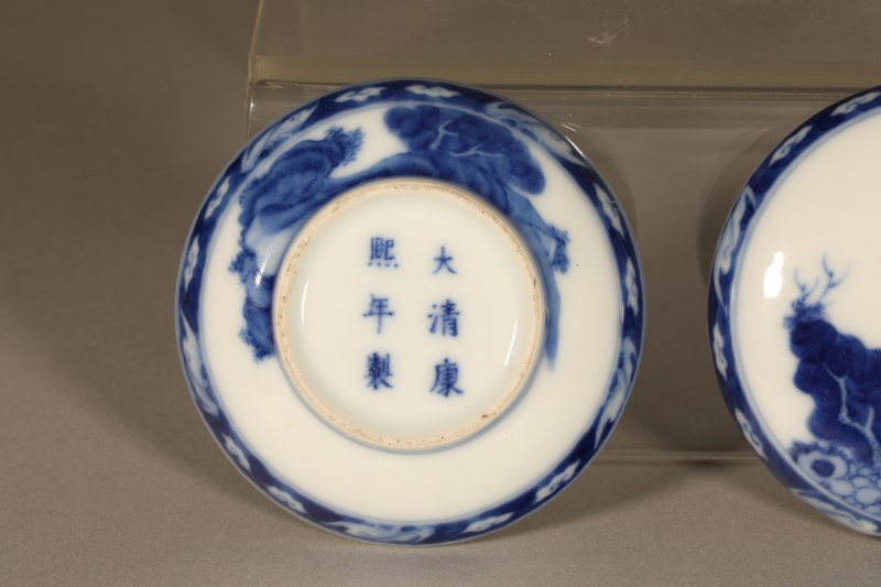 清 青花松鹤纹印泥盒 - 图2