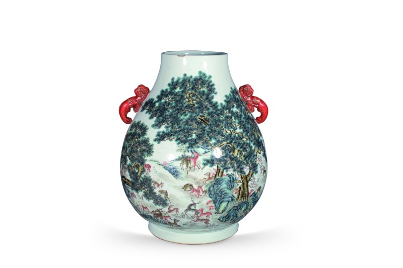 清 粉彩百鹿尊