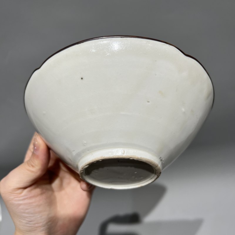 明代 白釉葵口斗笠盏 - 图4