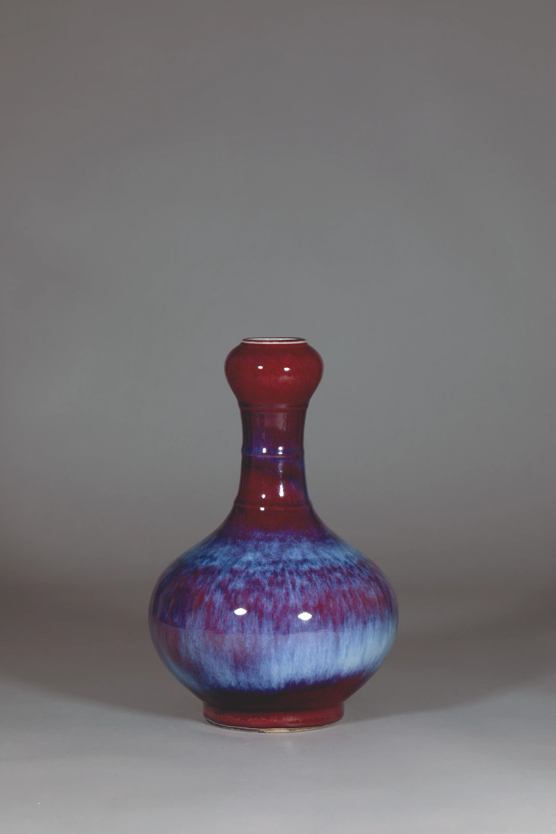清 窑变釉蒜头瓶