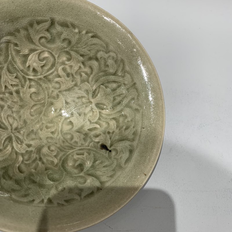 明代 青釉宝相花纹斗笠盏 - 图6