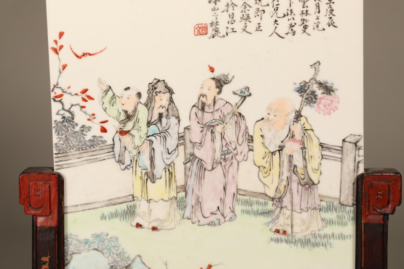 民国 浅绛彩三星瓷板 - 图3