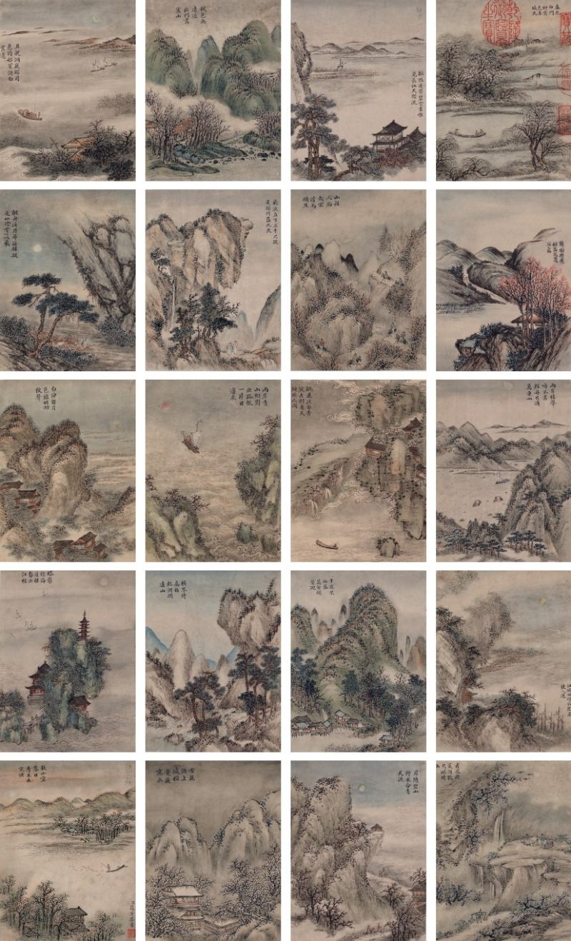 蒋溥 画唐李白诗意 十二开