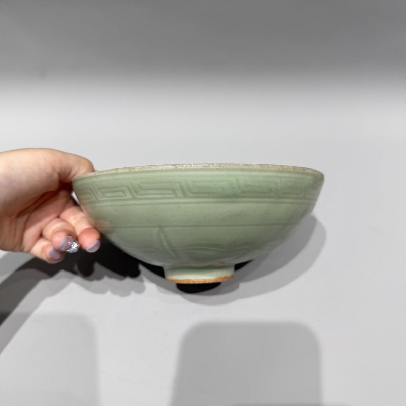 明代 龙泉窑梅子青釉仙鹤纹碗 - 图4