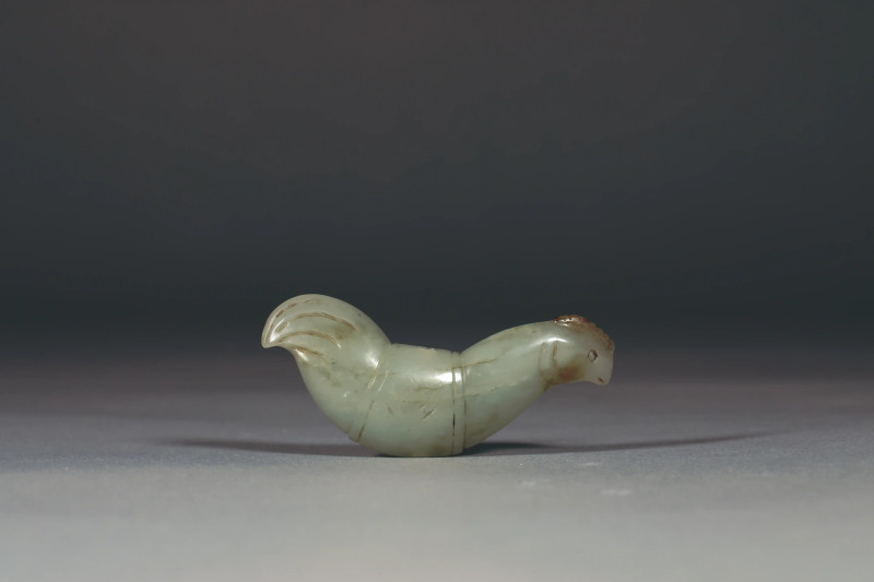 明 白玉雕天鸡挂件