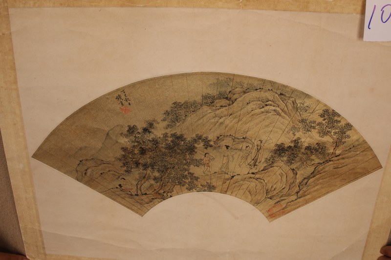 钱贡 山水 扇面 - 图3