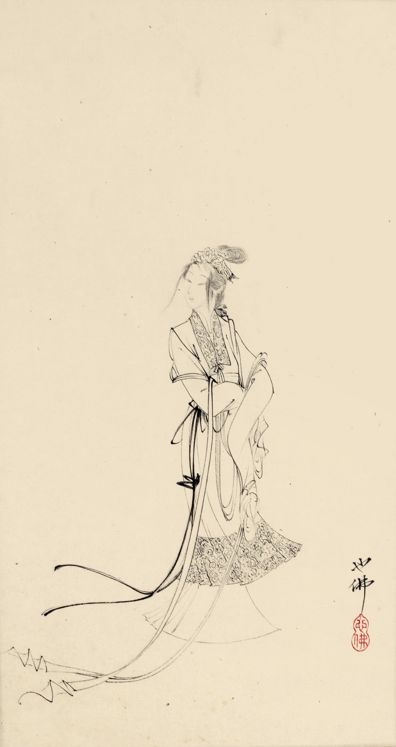 胡也佛 淡描人物 - 图1