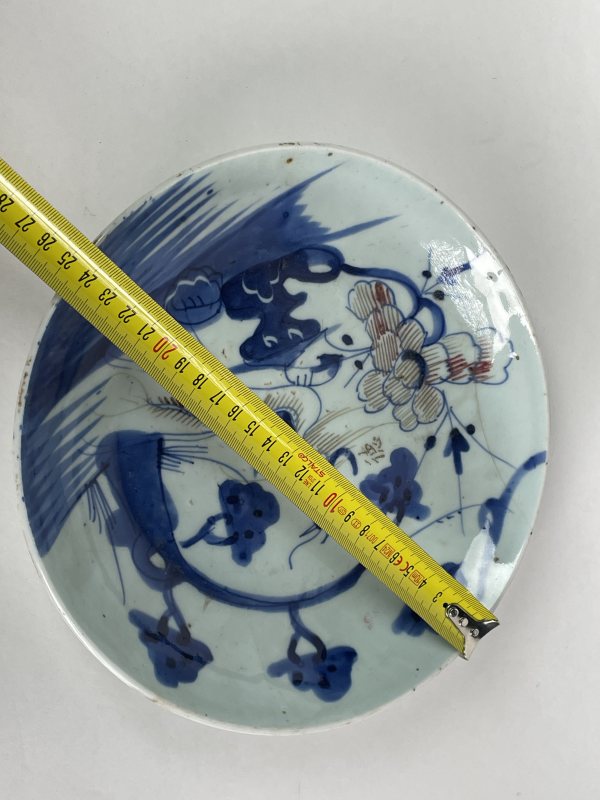 清 青花釉里红花鸟盘 - 图6