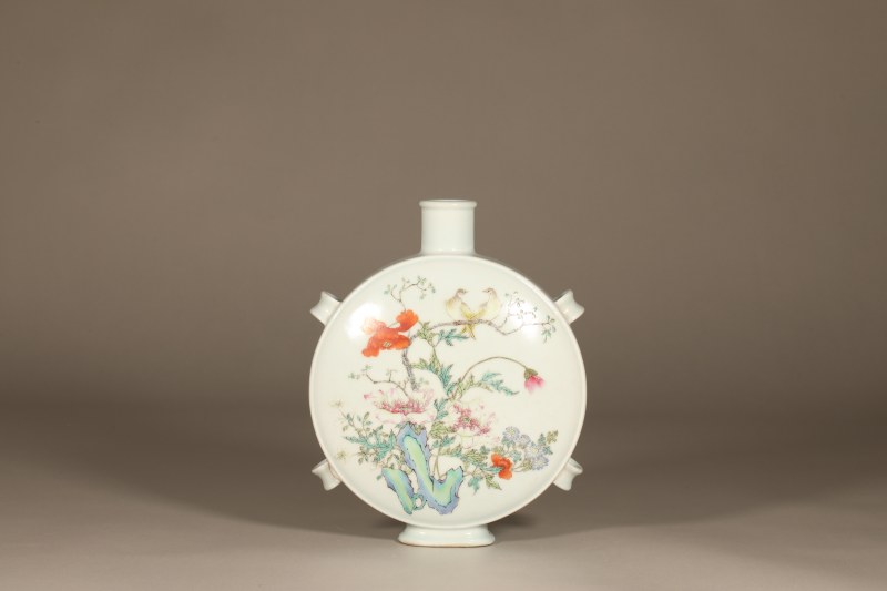 清乾隆 粉彩花鸟穿带瓶 - 图4