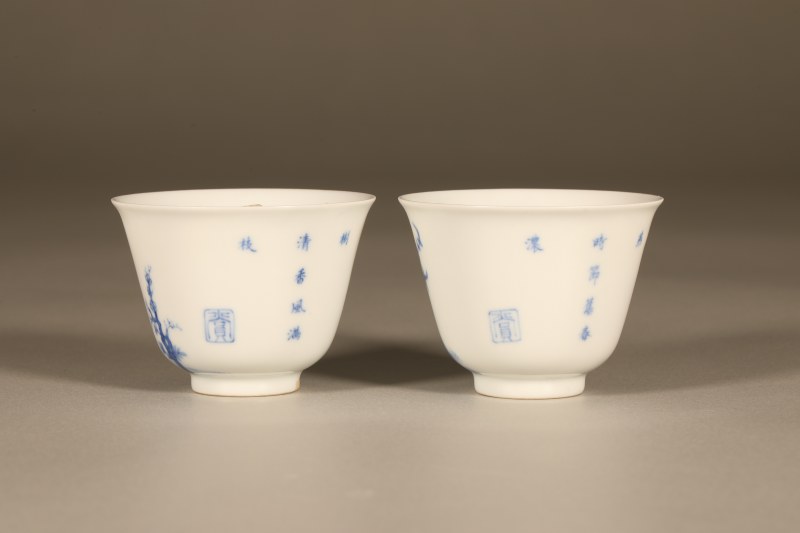 清康熙 青花花神杯 - 图8