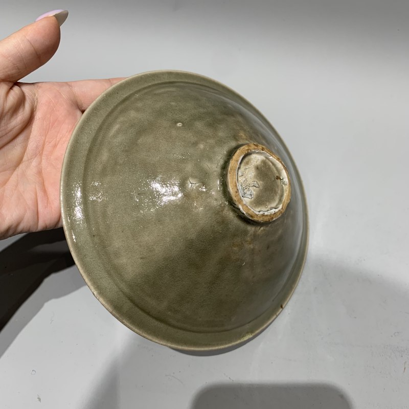 明代 青釉宝相花纹斗笠盏 - 图9