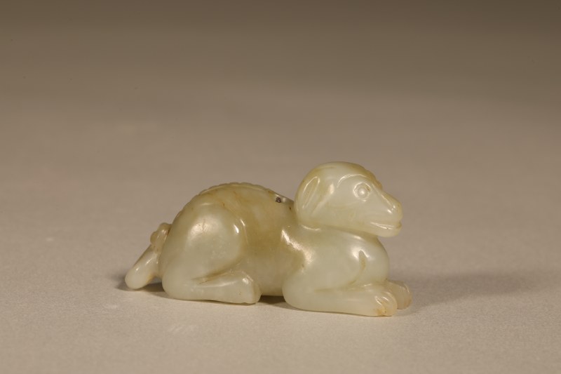 明 白玉雕犬挂件 - 图2