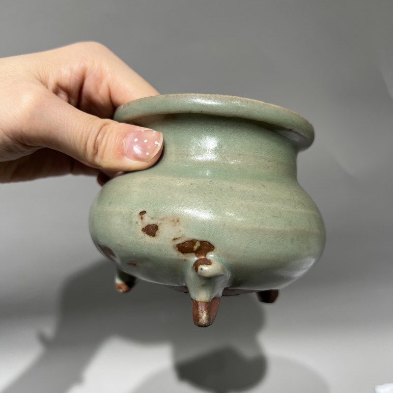 明代 钧窑青釉小琴炉 - 图5
