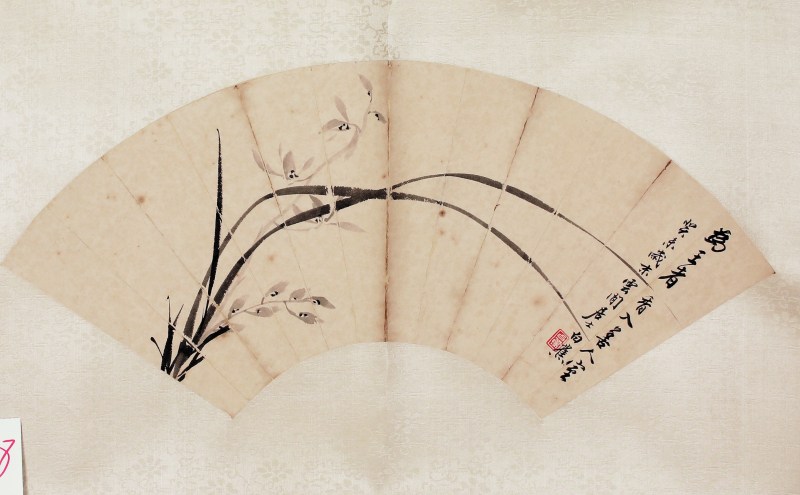 白蕉 兰花扇面 - 图1