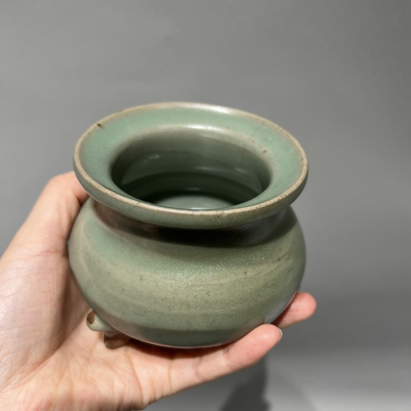 明代 钧窑青釉小琴炉 - 图6