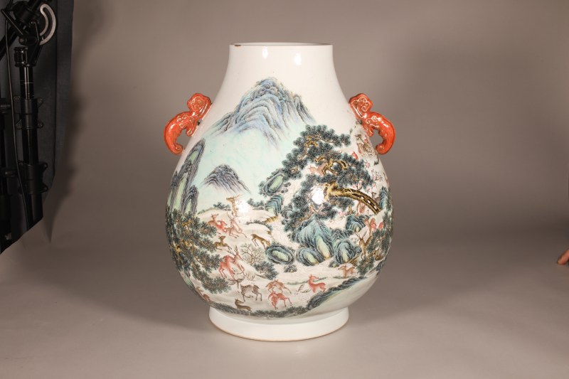 清 粉彩百鹿尊 - 图5