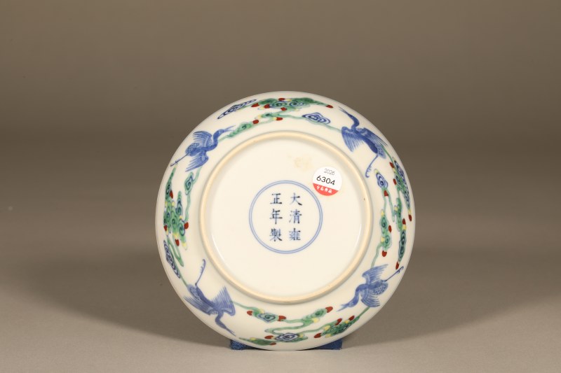 清雍正斗彩云鹤纹盘 - 图4