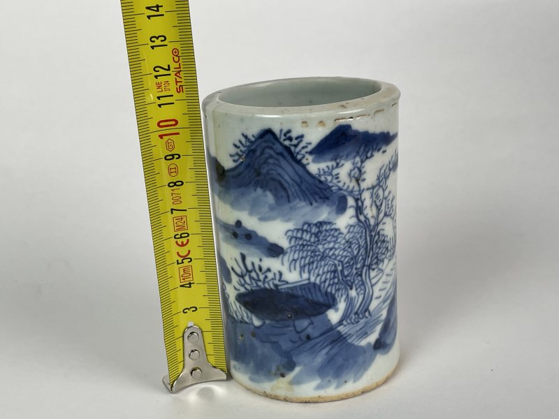 清 青花山水笔筒 - 图10
