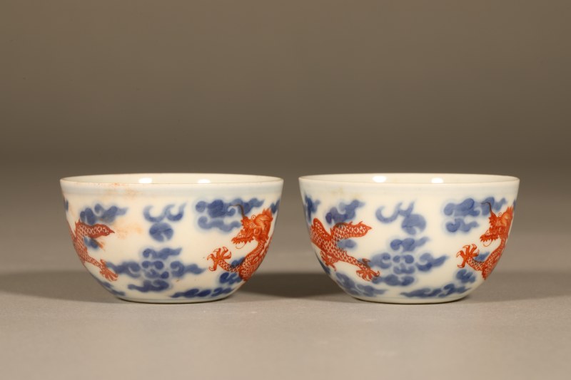 清中期青花矾红云龙纹杯 - 图6