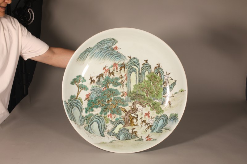 清光绪 粉彩白鹿大盘 - 图5