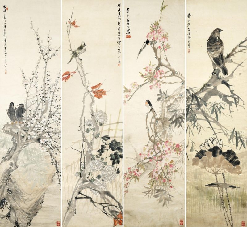    朱夢如 花鳥四幅 - 图1