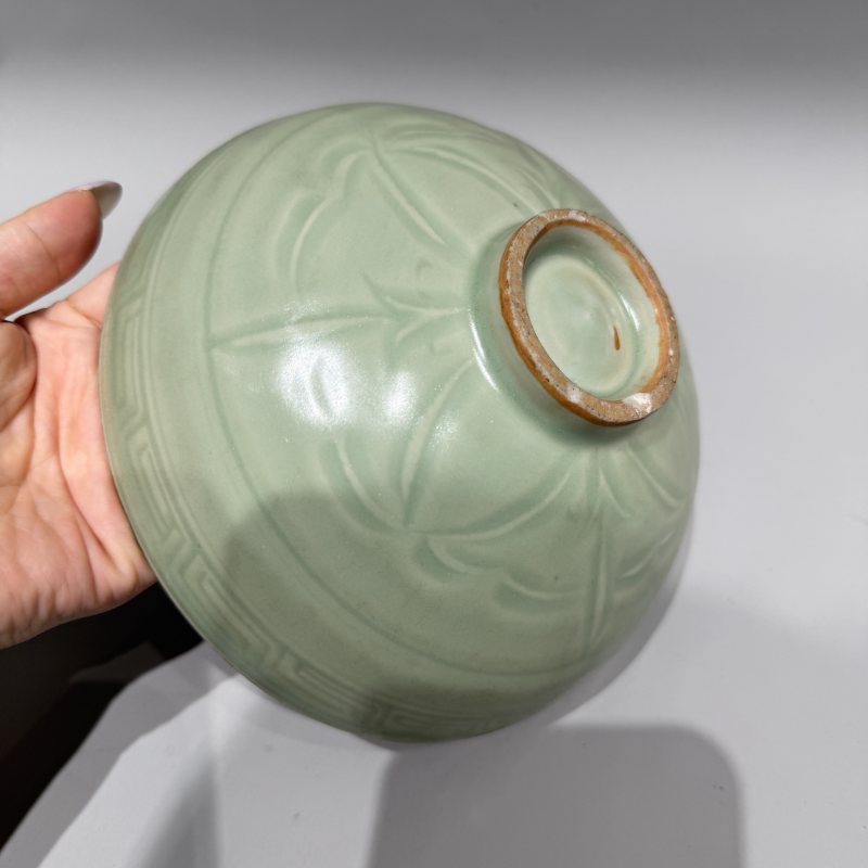 明代 龙泉窑梅子青釉仙鹤纹碗 - 图10