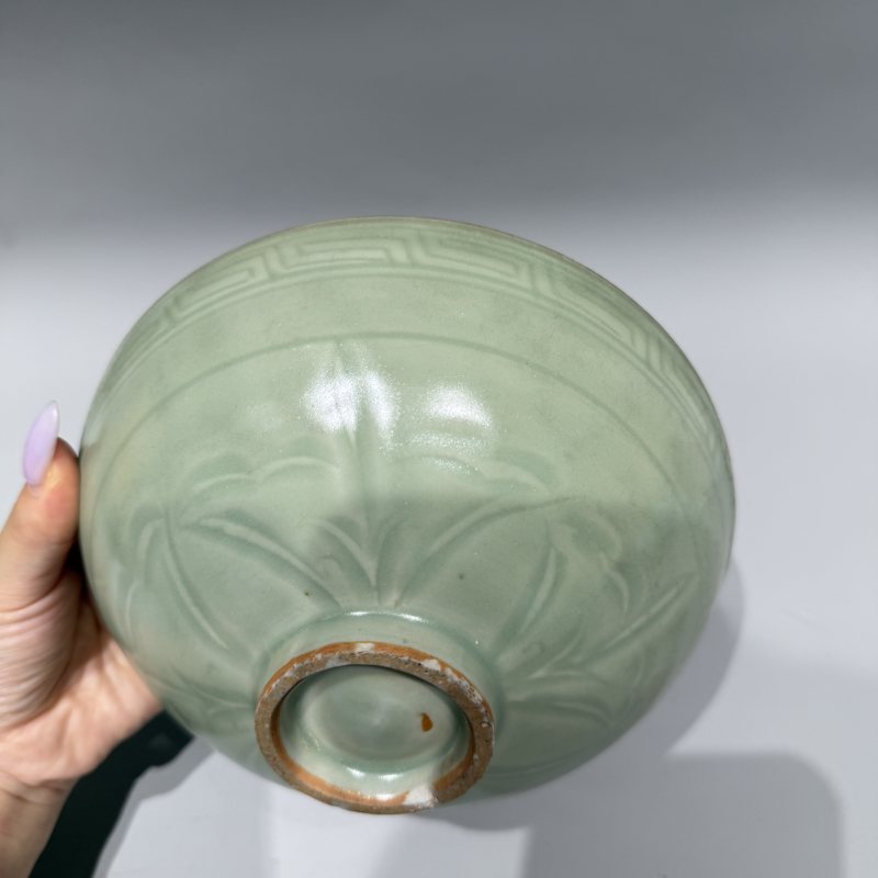 明代 龙泉窑梅子青釉仙鹤纹碗 - 图11