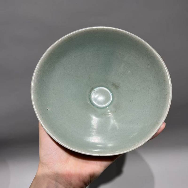 明代 天青釉斗笠盏 - 图4