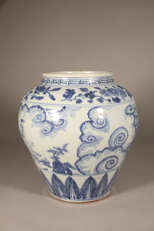 明空白期 青花道教人物罐 - 图2
