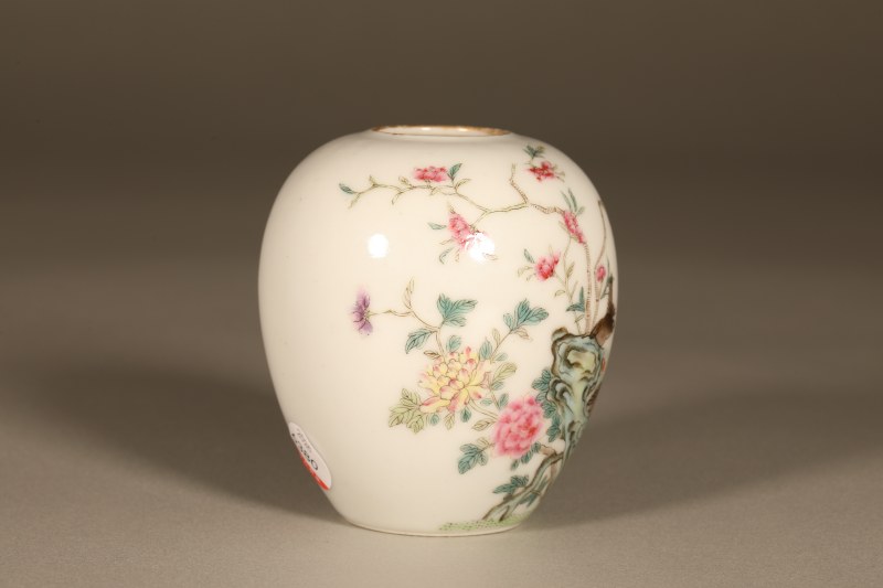 清 粉彩花鸟水盂 - 图4