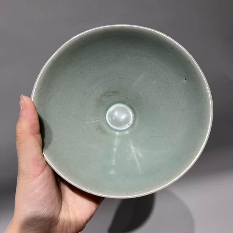 明代 天青釉斗笠盏 - 图5